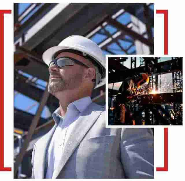 Man in hard hat at construction site
