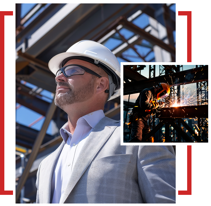 Man in hard hat at construction site