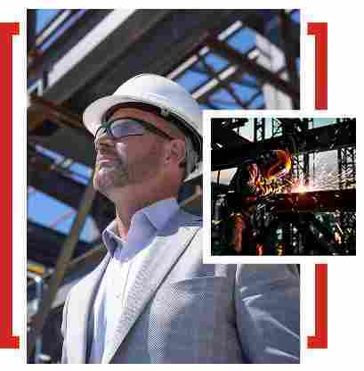 Man in hard hat at construction site